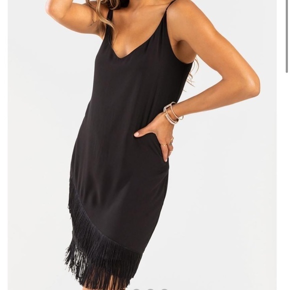 NWT Anna Cai Fringe Flapper Dress Black Size Small - Picture 1 of 9
